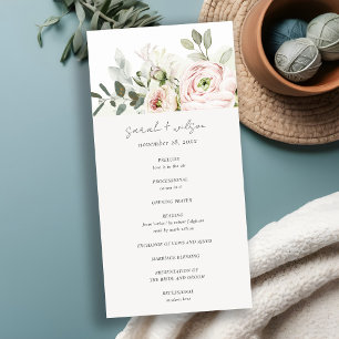 Blush Peonies Eucalyptus Foliage Wedding Program