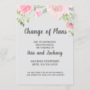 Blush Peonies on Grey Change of Plans Announcement