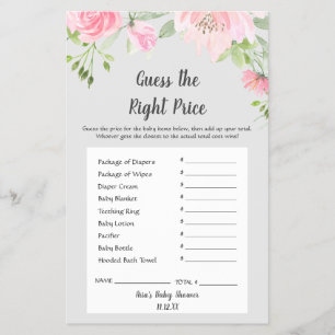 Blush Peonies on Grey Guess The Right Price Game Flyer