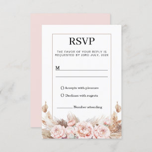 Blush Peonies Pampas Grass RSVP Response Card