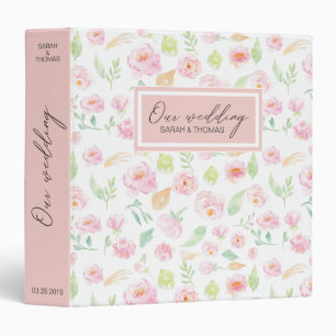 Blush Peonies Personalized Wedding Binder