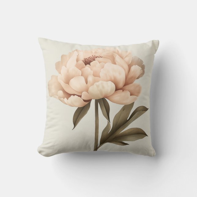 Blush Peony Elegance: Sophisticated Grace Throw Pillow (Front)