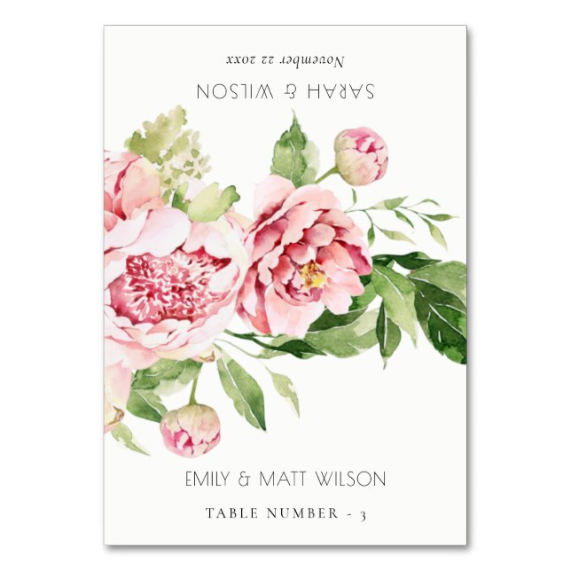 Blush Peony Floral Mariage Nom du client Cartes de (Par défaut)