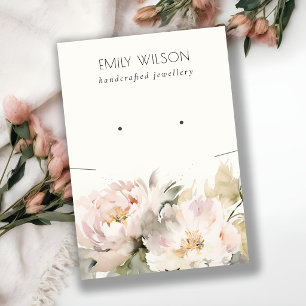 Blush Peony Floral Necklace Earring Combo Display Business Card