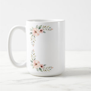 Blush Peony Floral Watercolor Wedding Corner Frame Coffee Mug