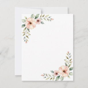 Blush Peony Floral Watercolor Wedding Corner Frame RSVP Card