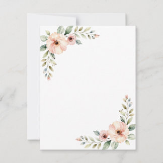 Blush Peony Floral Watercolor Wedding Corner Frame RSVP Card