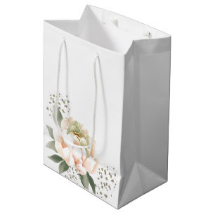 Blush Peony Flowers and Confetti Dots Medium Gift Bag