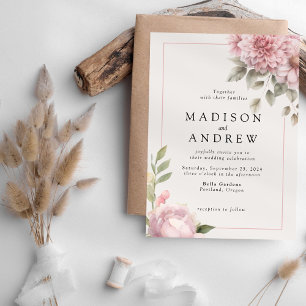 Blush Peony Garden Wedding Invitation