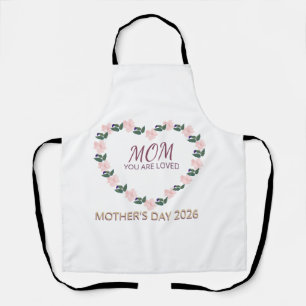 Blush Peony Heart Mom You Are Loved Watercolor Art Apron