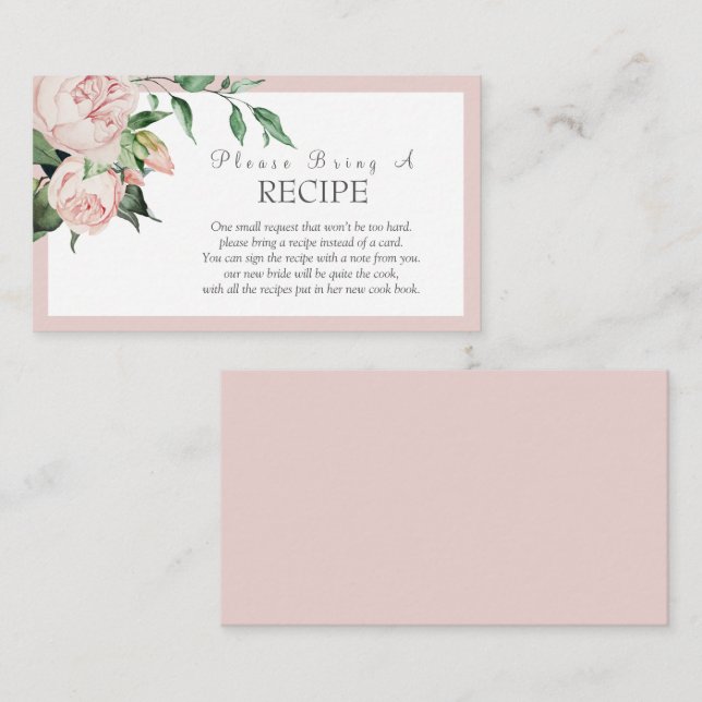 Blush Peony Recipe Enclosure Card (Front/Back)