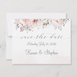 Blush Peony Silver Eucalyptus Wedding Save The Dat Save The Date