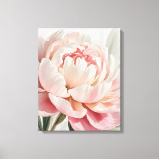 Blush Peony Watercolor Botanical Print** Canvas Print
