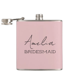 Blush Personalized Bridesmaid Hip Flask