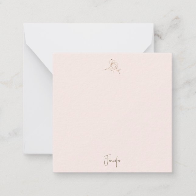 Blush Personalized Gold Floral Line Art Card (Front)