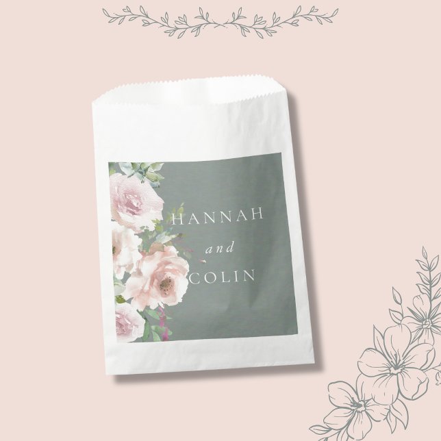 Blush Petals & Sage Succulents Minimal Botanical Favour Bag (Creator Uploaded)