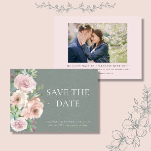 Blush Petals & Sage Succulents Minimal Botanical Save The Date