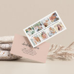 Blush Photo Collage | Photographer Business Card<br><div class="desc">Chic and elegant business cards for photographers feature eight of your best photos arranged in a collage layout,  bisected by your name or business name in modern lettering. Add your full contact details to the back in soft off-black on a blush pink background.</div>
