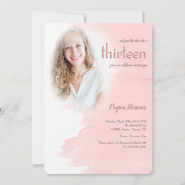 Blush Photo Invitations de fête d'anniversaire (Devant)