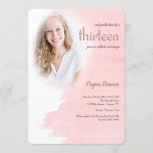 Blush Photo Invitations de fête d'anniversaire