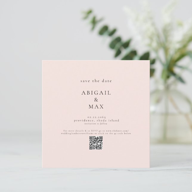 Blush Photo Wedding Square Save the Date (Standing Front)