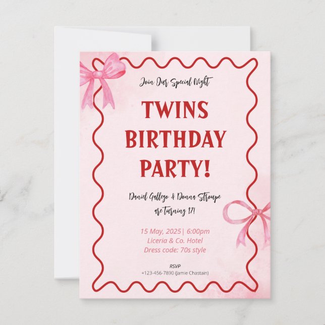 blush pink 1st birthday invitations (Front)