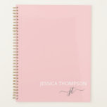 Blush Pink 2025 Simple Script Girly Monogram Name Planner<br><div class="desc">Customized monogrammed simple script name and initial modern and elegant girly stylish Blush Pink  and White Add Your Name with Girly Grey Initials. This personalized planner is perfect for Sweet 16,  Bridal Shower,  School,  Office,  or Wedding Planning for someone with simple elegance chic style.</div>