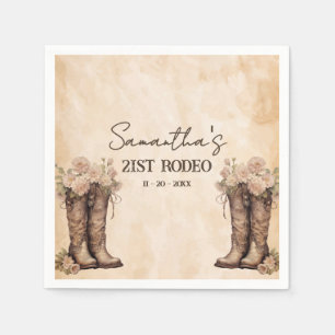 Blush pink 21st rodeo western birthday party napkin