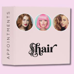 Blush Pink 3 Photo Hair Stylist Appointments Binder