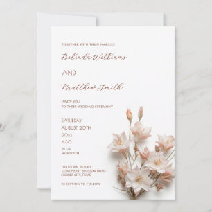 Blush Pink 3D Flowers  Invitation