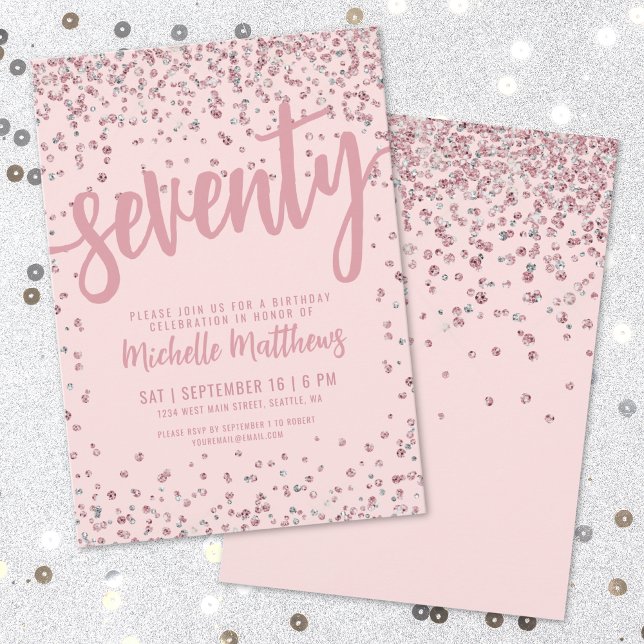 Blush Pink 70th Birthday Invitation (Blush Pink 70th Birthday Invitation)