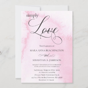 *~* Blush Pink Abstract Watercolor Modern Wedding Invitation