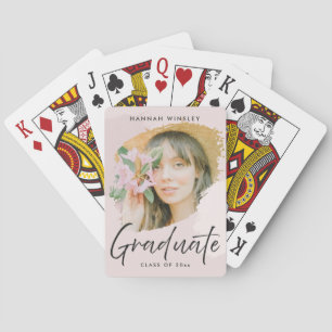 Blush Pink Add Your Photo Custom Graduation Playing Cards