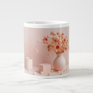 Blush Pink Aesthetic Mug - Boho Dried Flowers Mug 