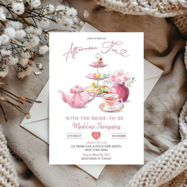 Blush Pink Afternoon Tea Party Bridal Shower Invitation (Creator Uploaded)