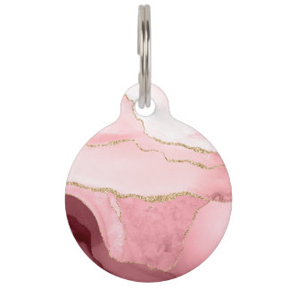 Blush Pink agate Personalised  Pet Tag