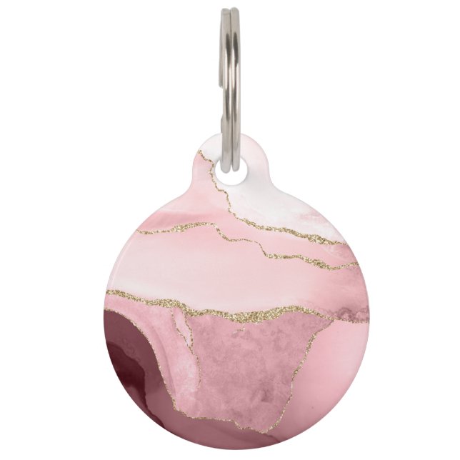 Blush Pink agate Personalised  Pet Tag (Front)