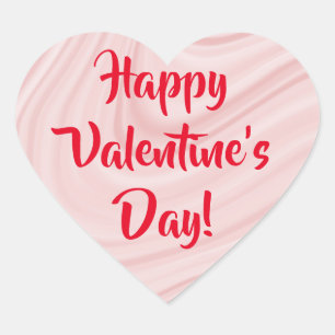 Blush pink agate swirls Happy Valentine's Day Heart Sticker