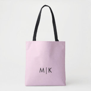 Blush Pink and Black Modern Monogram Tote Bag