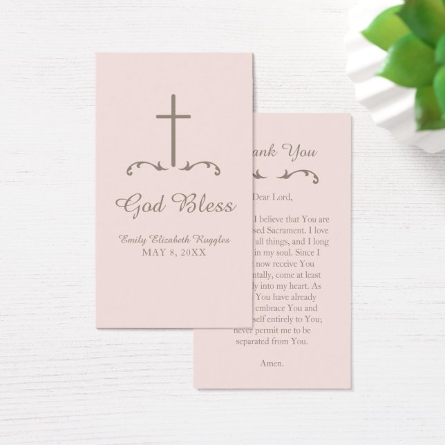 Blush Pink and Brown Cross First Communion (Desk)