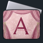 Blush Pink and Burgundy Curtains Monogram Name Laptop Sleeve<br><div class="desc">Blush Pink and Burgundy Curtains Girly Sparkle Monogram Case. This case can be customized to include your initial and first name.</div>
