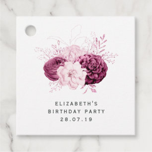 Blush Pink and Burgundy Floral Favour Tags