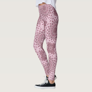 Blush Pink and Burgundy Mandala Pattern Leggings