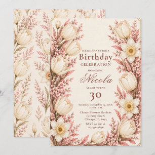 Blush Pink And Champagne Birthday Invitation