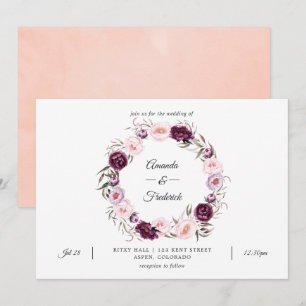Blush Pink and Deep Velvet Wedding Invitation