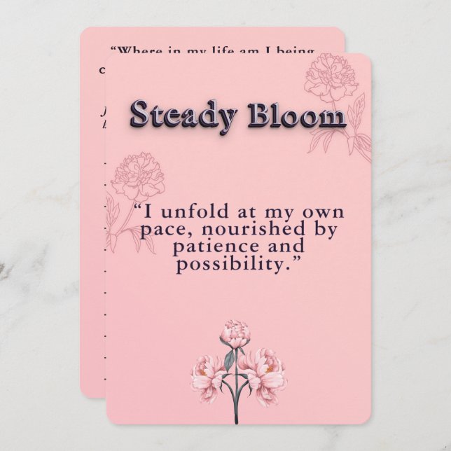Blush Pink and Dusty Rose Peony Bloom Affirmation  Card (Front/Back)