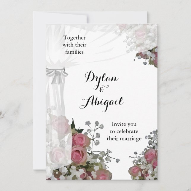 Blush Pink and Dusty Sage Green Wedding Invitation (Front)