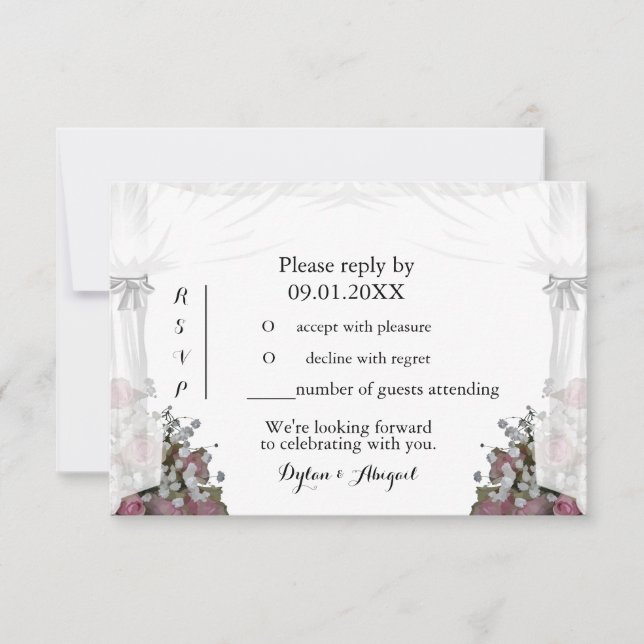 Blush Pink and Dusty Sage Wedding RSVP Invitation (Front)