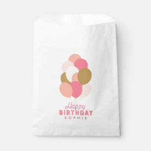Blush Pink and Faux Gold Balloons Happy Birthday Favour Bag