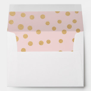 Blush pink and faux gold foil dots 5x7 envelope